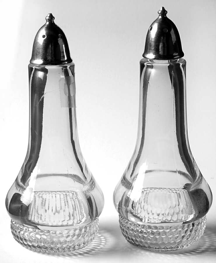 Teardrop Clear (Stem 5301 301) Shaker Set with Metal Lids by Duncan & Miller-1
