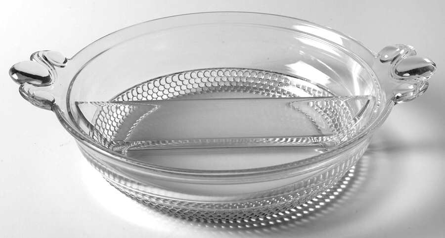Teardrop Clear (Stem 5301 301) Handled Divided Candy Dish No Lid by Duncan & Miller-1