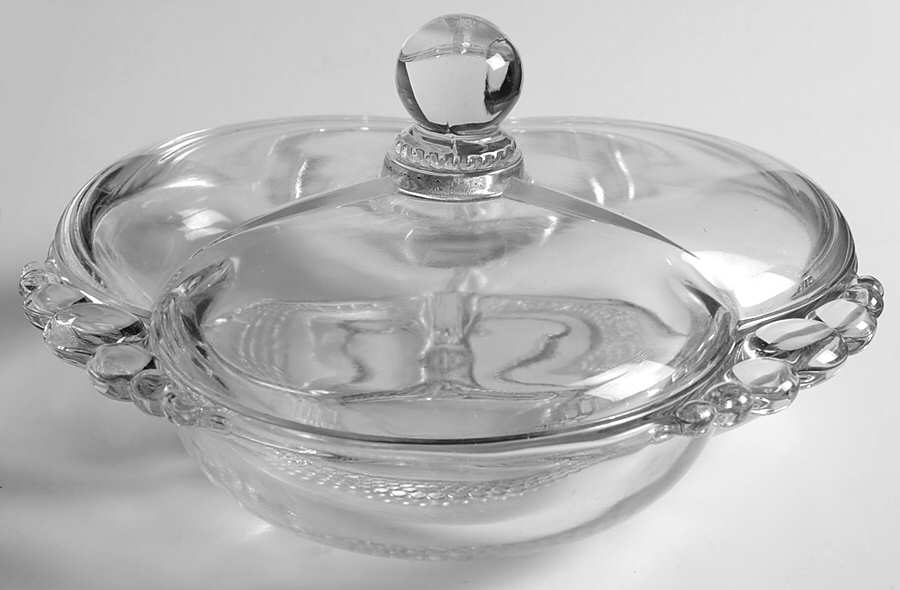 Teardrop Clear (Stem 5301 301) 3-Part Candy Box with Lid by Duncan & Miller-1