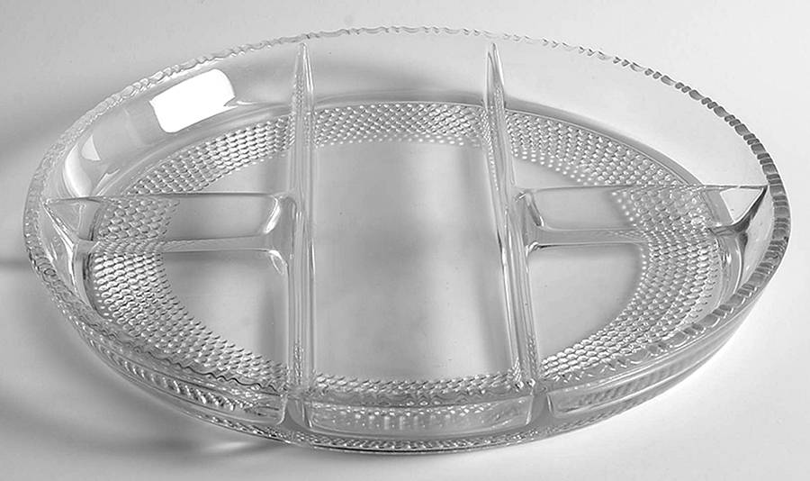 Teardrop Clear (Stem 5301 301) 11" Round 5 Part Relish by Duncan & Miller-1