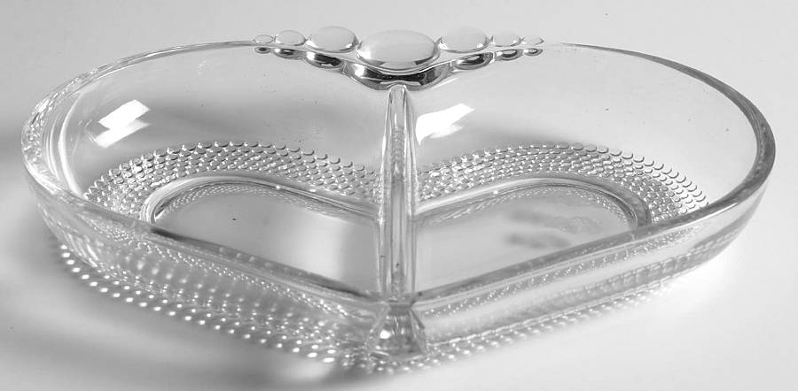 Teardrop Clear (Stem 5301 301) 7" Heart Shape 2 Part Relish by Duncan & Miller-1
