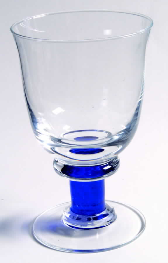 Magnum Blue (Blue Stem, Clear Bowl) Low Water Goblet by Denby-1