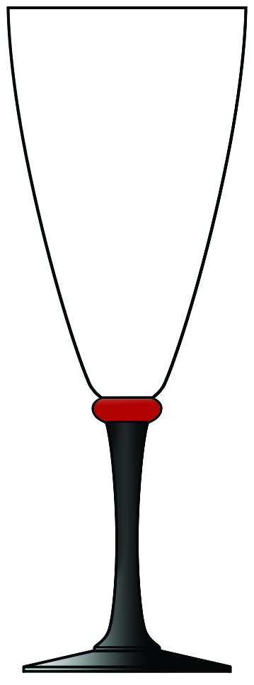 DHC1R Red (Red Ring, Black Stem) Water Goblet by Daniel Hechter-1