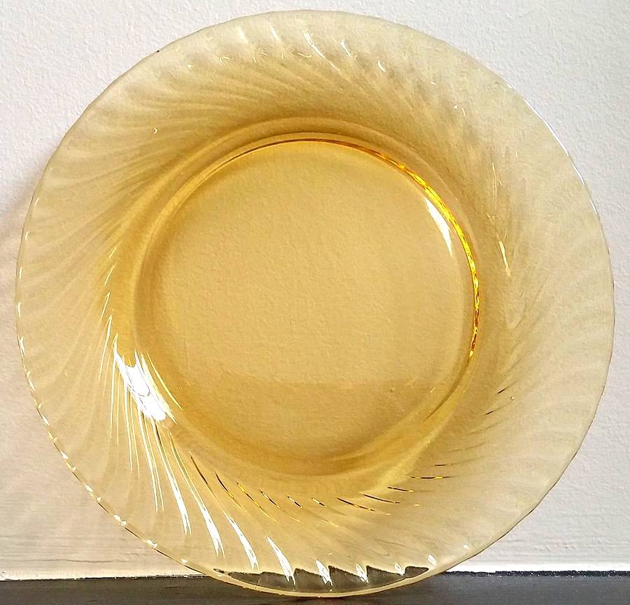 Spiral Flutes Amber Dinner Plate by Duncan & Miller-1