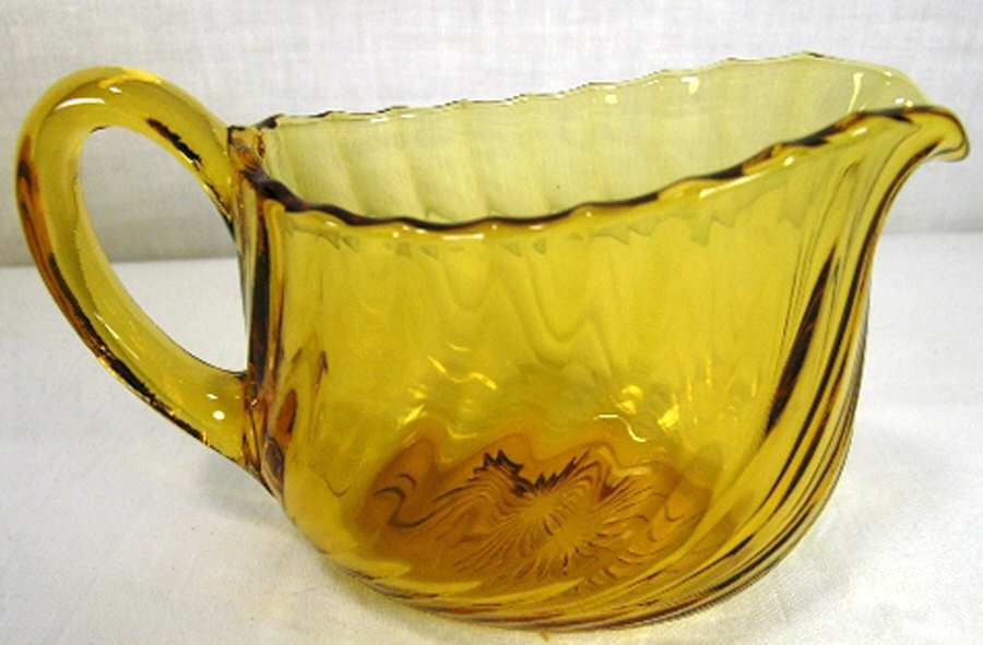 Spiral Flutes Amber Creamer by Duncan & Miller-1