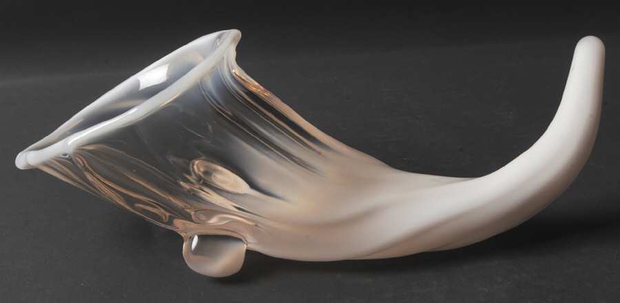 Sanibel Pink (Opalescent) Cornucopia Vase by Duncan & Miller-1