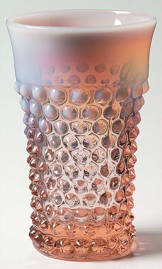 Hobnail Pink (Opalescent) Flat Iced Tea by Duncan & Miller-1