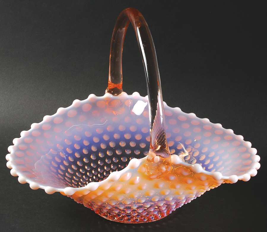 Hobnail Pink (Opalescent) 9" Basket by Duncan & Miller-1
