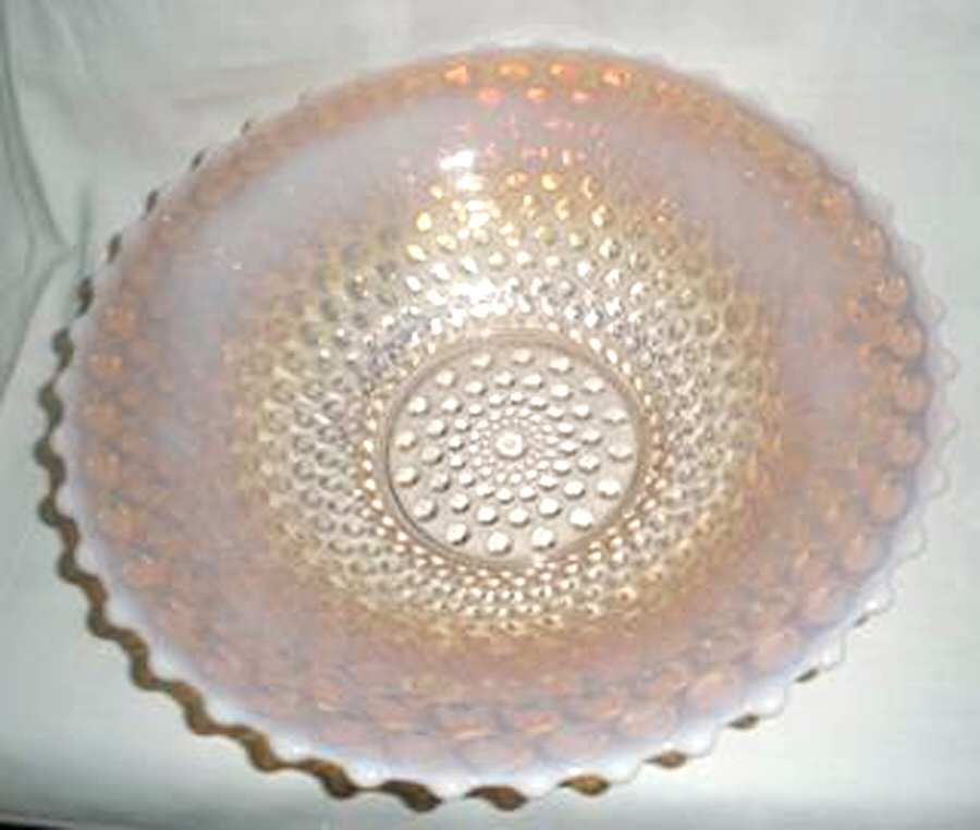 Hobnail Pink (Opalescent) 11" Round Bowl by Duncan & Miller-1