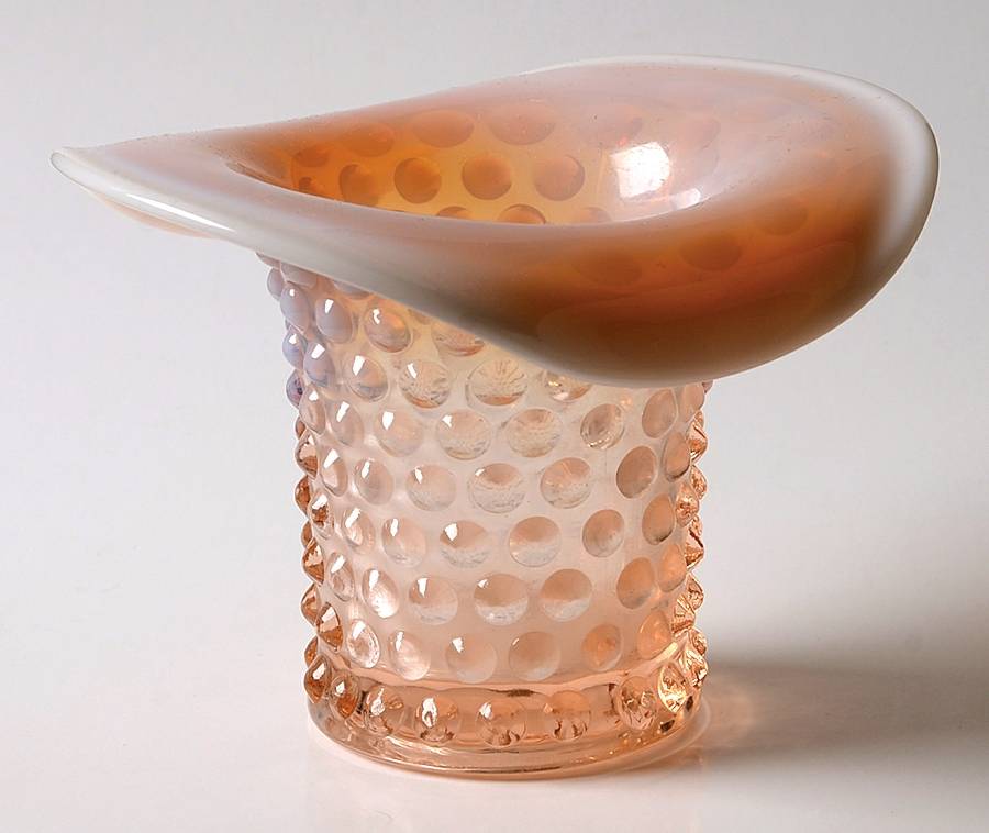 Hobnail Pink (Opalescent) 3" Topper (Top Hat) by Duncan & Miller-1