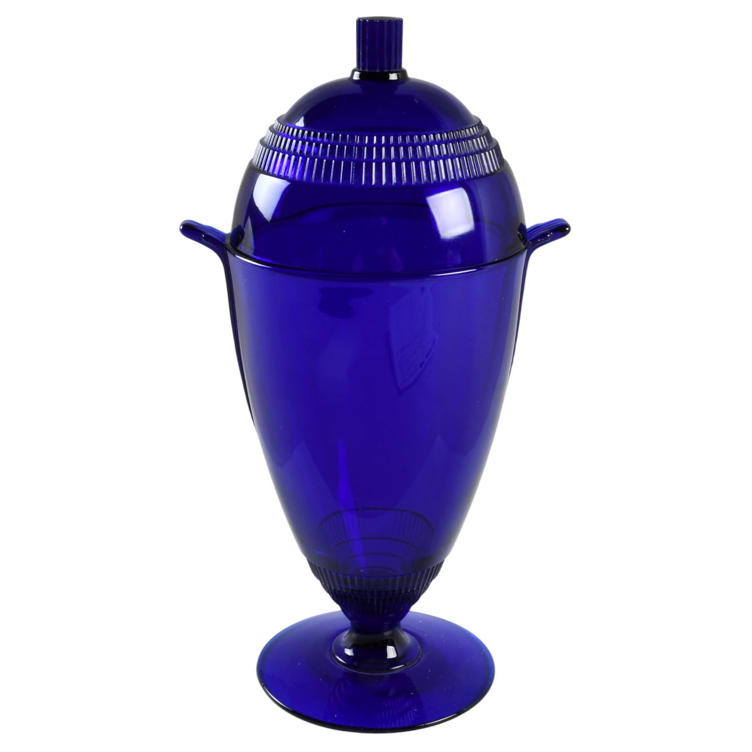 Terrace Cobalt (Stem 111) 10" Footed Urn & Lid by Duncan & Miller-1