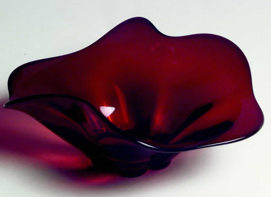 Canterbury Ruby 10" Oval Crimped Bowl by Duncan & Miller-1