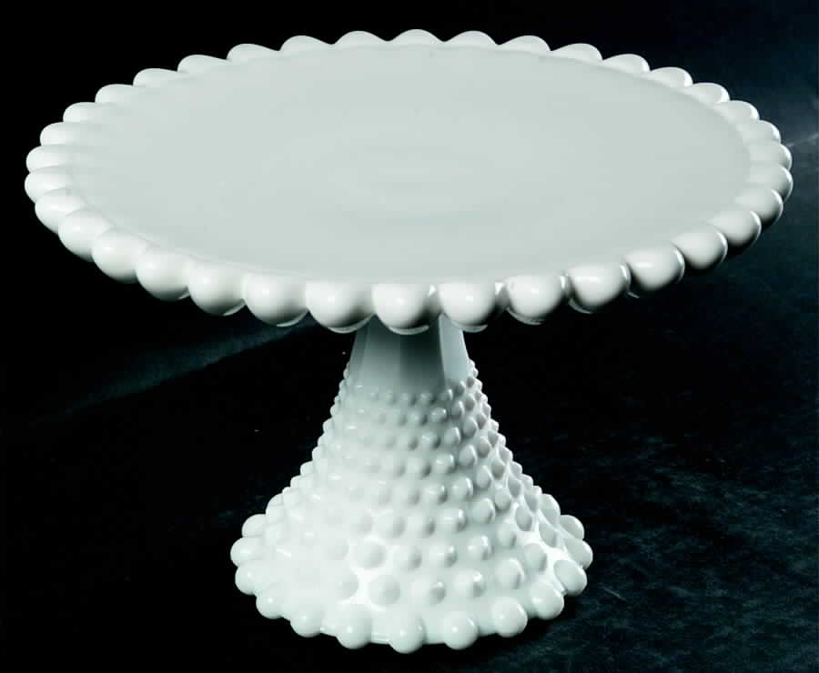 Hobnail Milkglass Footed Cake Plate by Duncan & Miller-1
