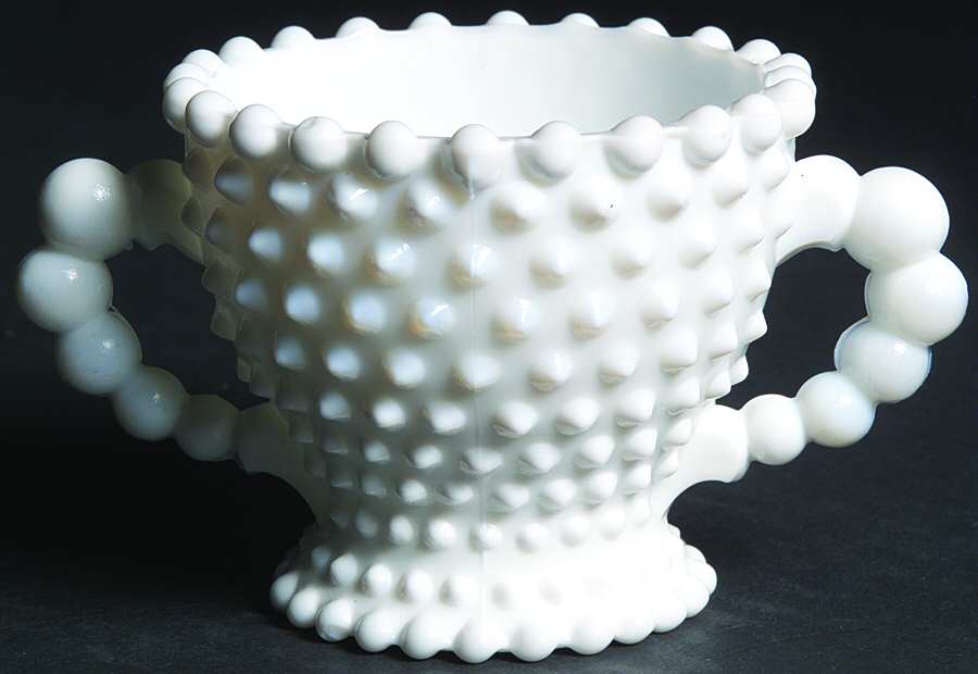 Hobnail Milkglass Open Sugar by Duncan & Miller-1