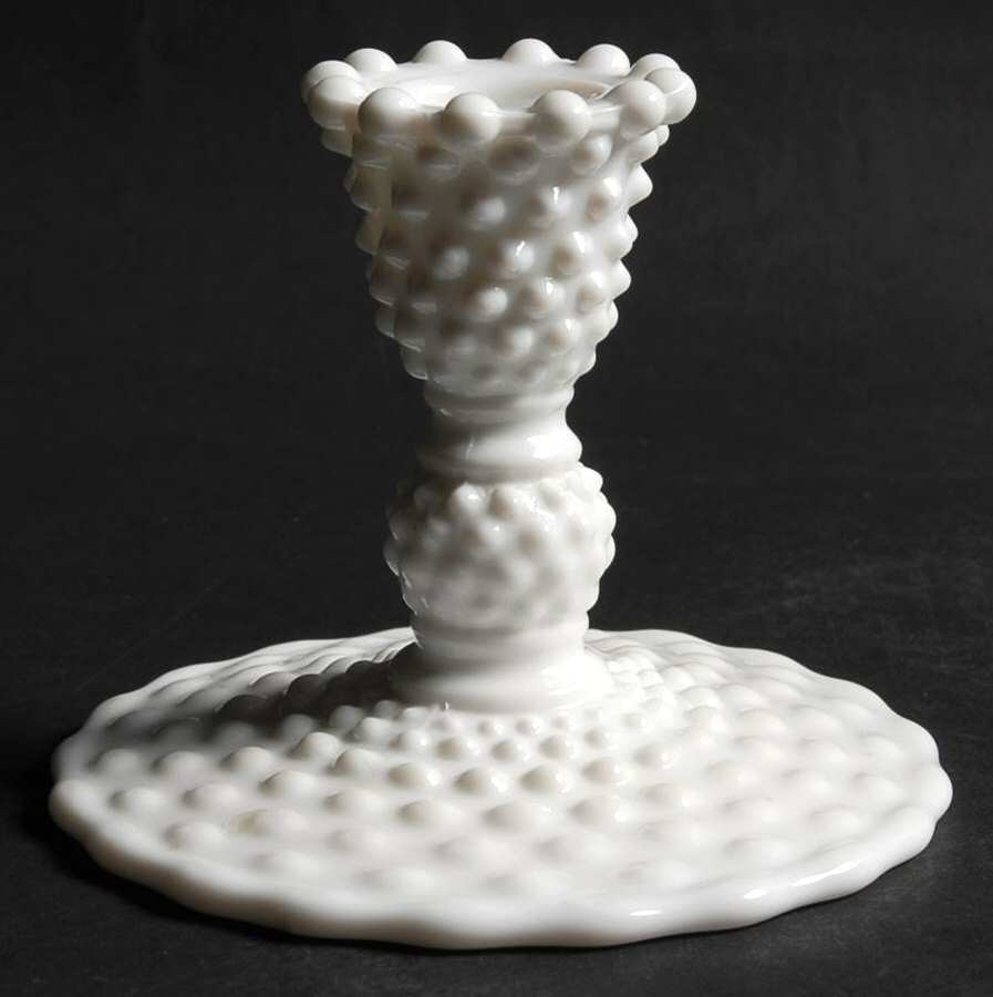 Hobnail Milkglass 3" Single Light Candlestick by Duncan & Miller-1