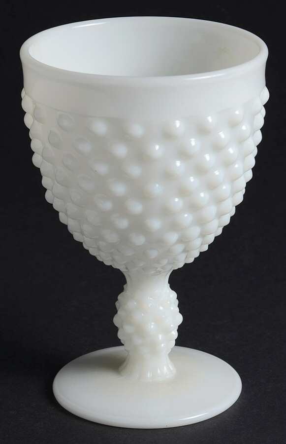 Hobnail Milkglass Water Goblet by Duncan & Miller-1