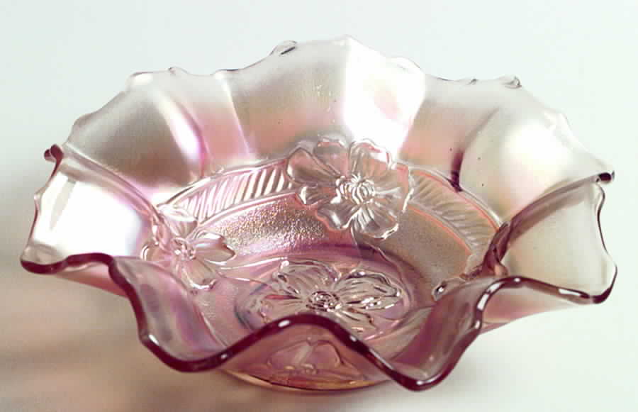 Apple Blossoms Marigold Crimped Bowl by Dugan-1