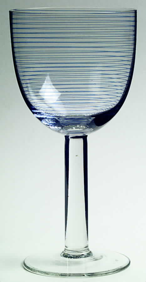 Bistro Blue (Blue Rings, Clear Stem) Water Goblet by Dansk-1