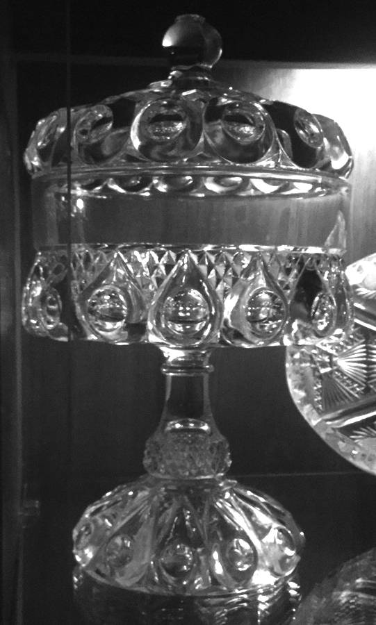 Reverse Torpedo 8" Compote & Lid by Dalzell, Gilmore, Leigh-1