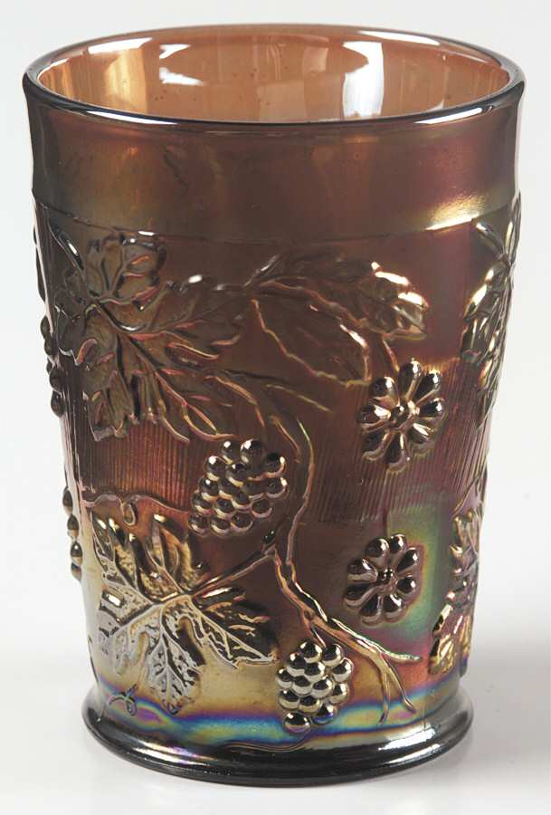 Floral and Grape Marigold Flat Tumbler by Dugan-1