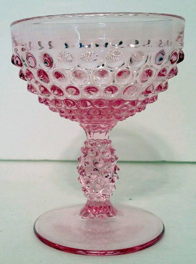 Hobnail Pink Champagne/Tall Sherbet by Duncan & Miller-1