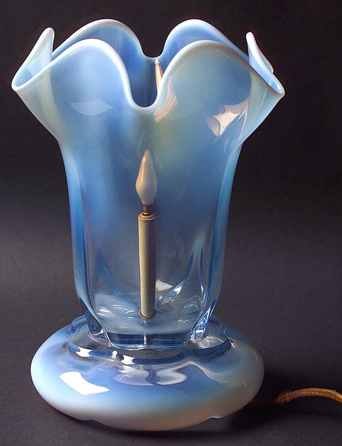 Canterbury Blue (Opalescent) 1 Piece Electric Hurricane Lamp by Duncan & Miller-1