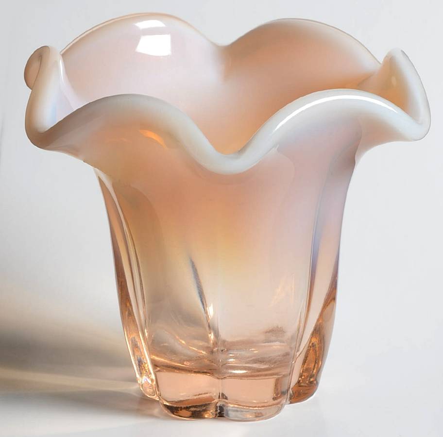 Canterbury Pink (Opalescent) 3" Crimped Vase by Duncan & Miller-1