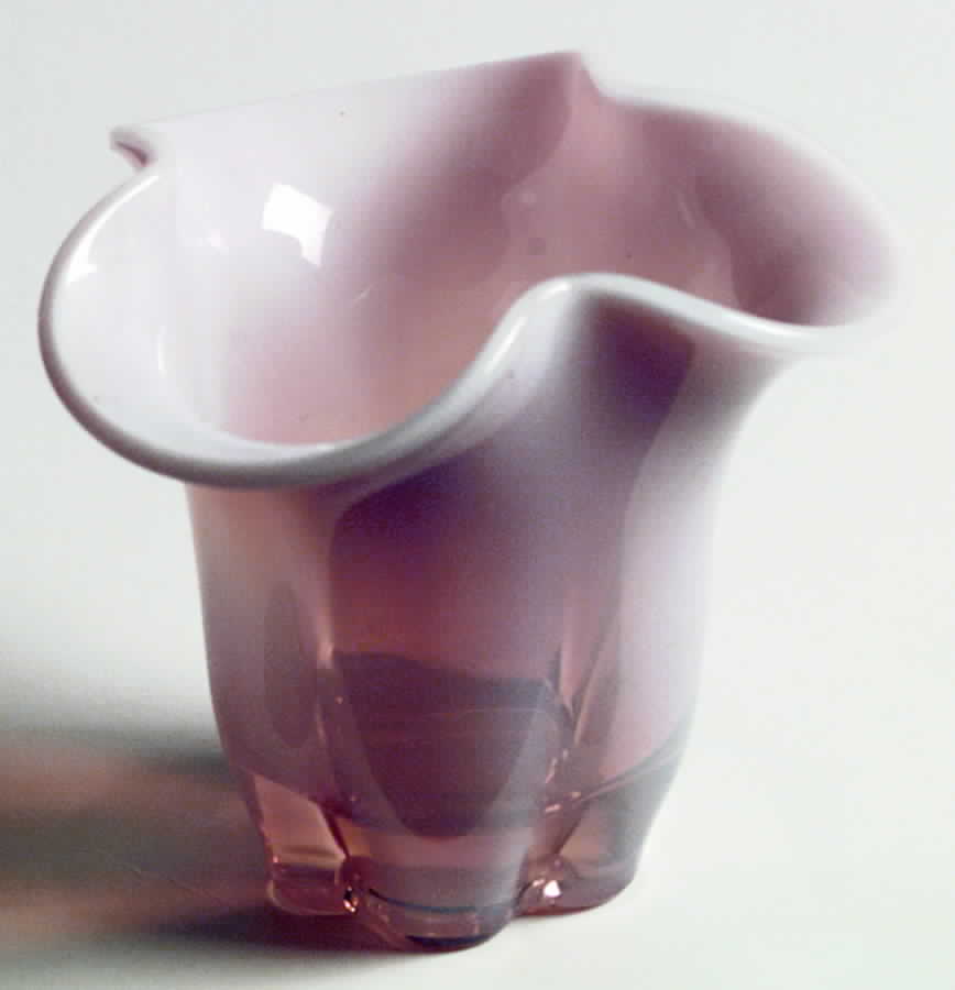 Canterbury Pink (Opalescent) 4" Crimped Vase by Duncan & Miller-1