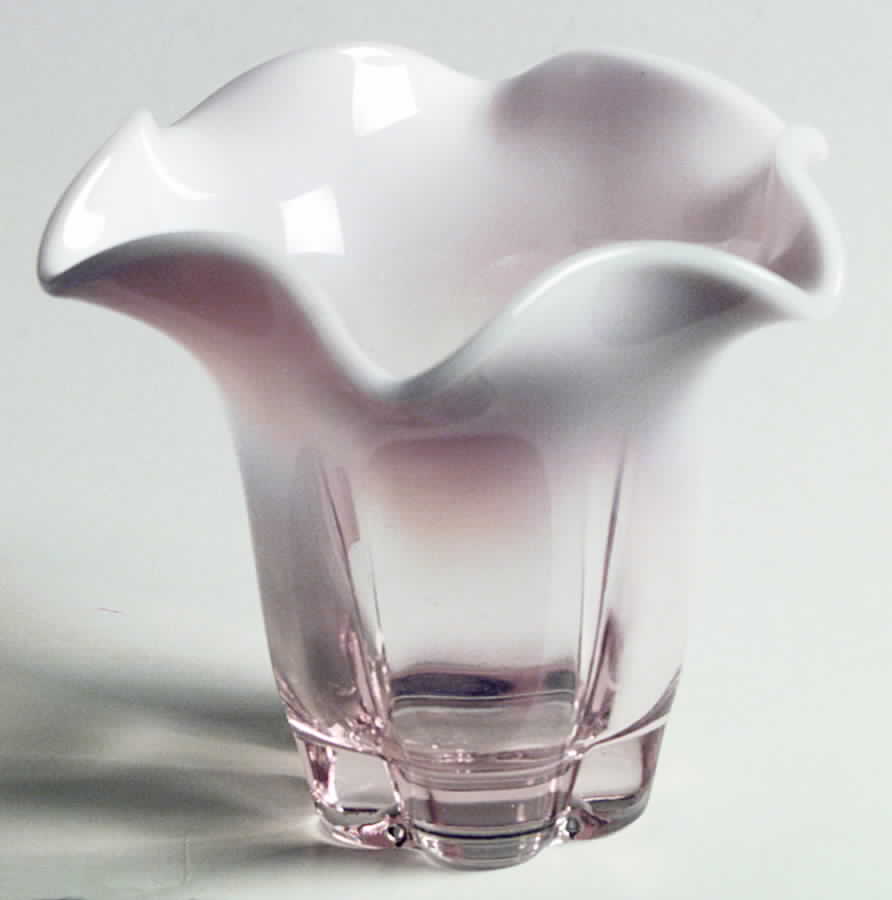 Canterbury Pink (Opalescent) 4" Crimped Vase by Duncan & Miller-1