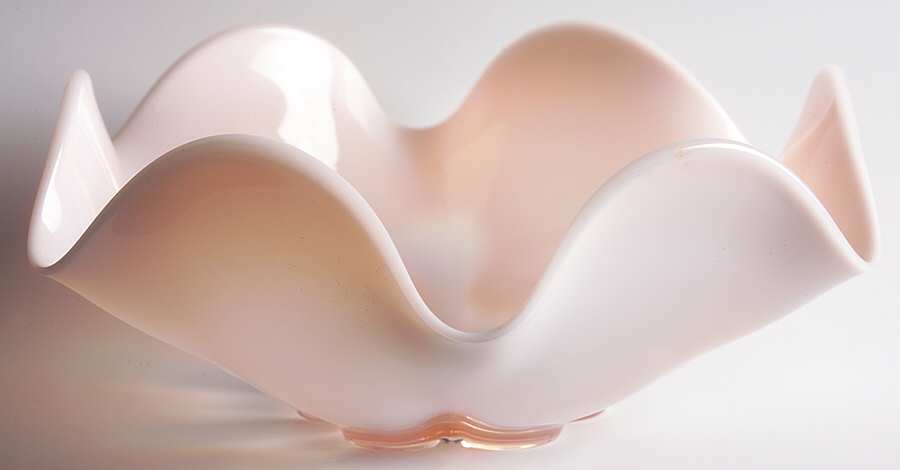 Canterbury Pink (Opalescent) Crimped Bowl by Duncan & Miller-1