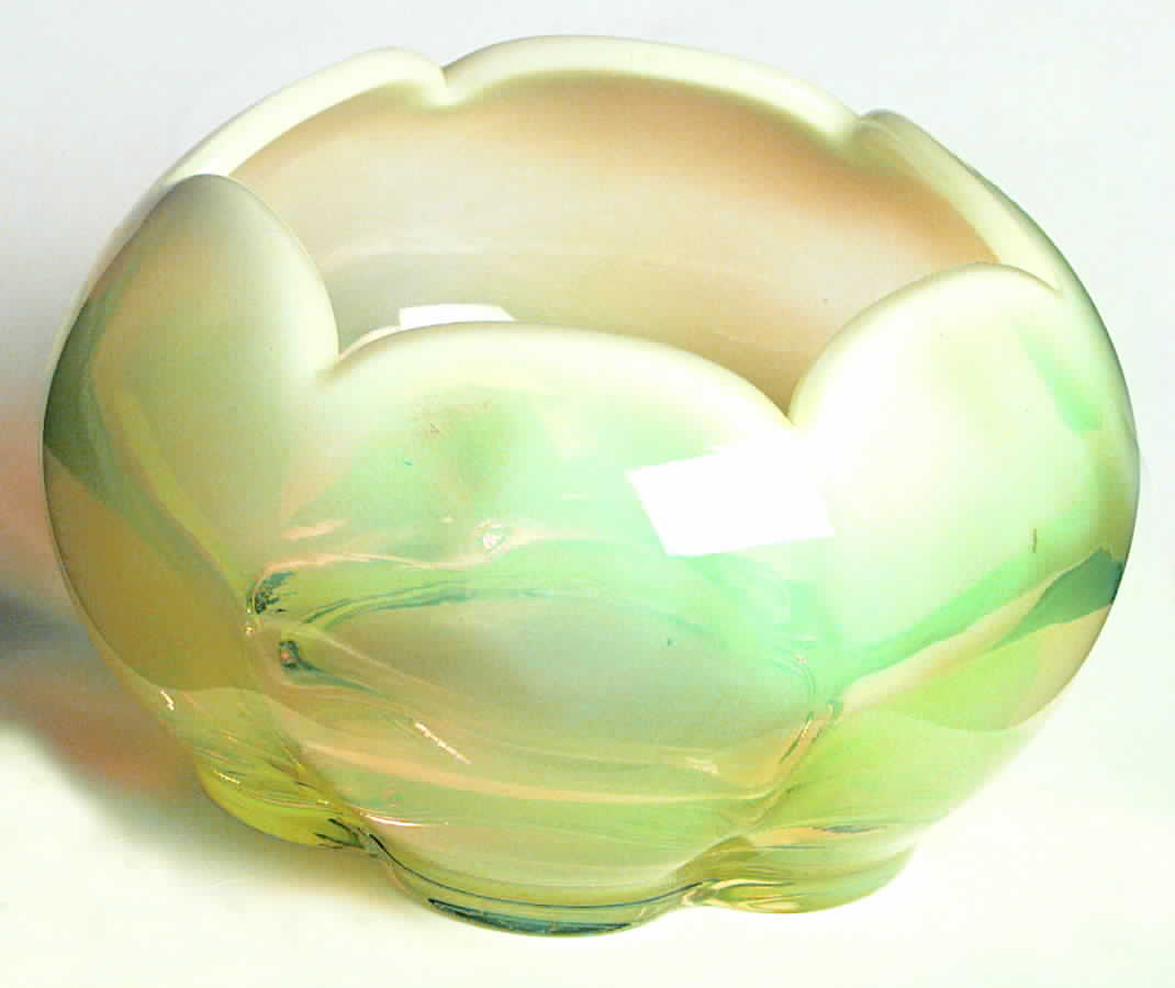 Canterbury Yellow (Opalescent) 5" Rose Bowl by Duncan & Miller-1