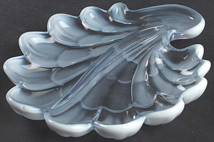 Sanibel Blue (Opalescent) 8" Shell Shape 2 Part Relish by Duncan & Miller-1