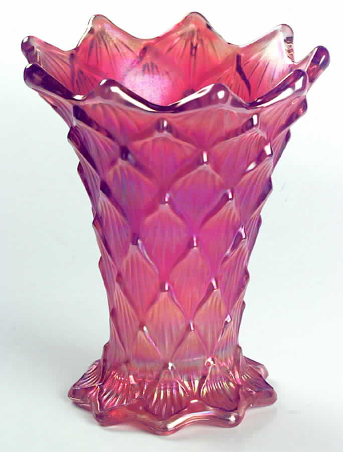 Lined Lattice Marigold 5" Flared Vase by Dugan-1