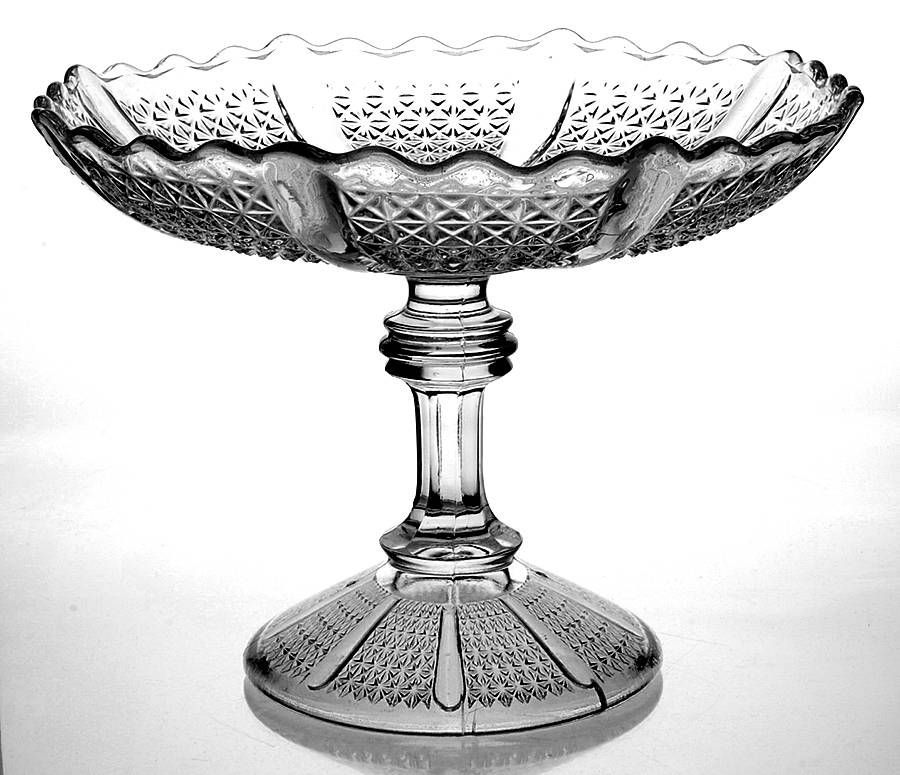 Heavy Paneled Finecut Clear Round Compote (Height X Width) by Duncan & Miller-1