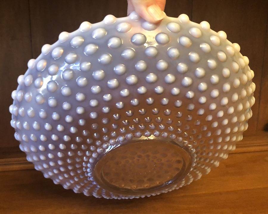 Hobnail White (Oplalescent 12" Shallow Salad Bowl by Duncan & Miller-1