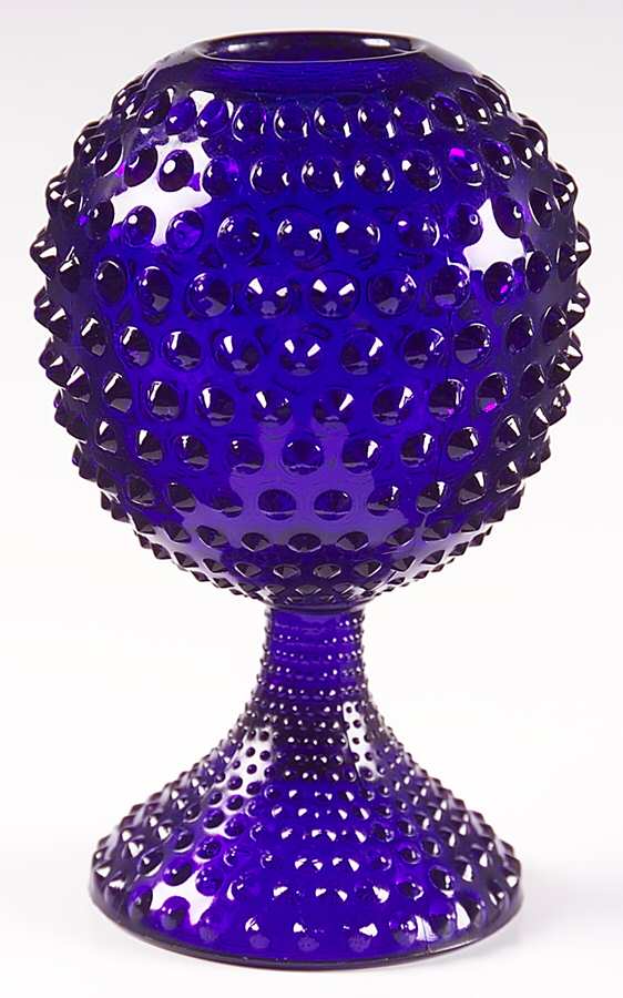 Hobnail Cobalt Blue Ivy Ball Vase by Duncan & Miller-1