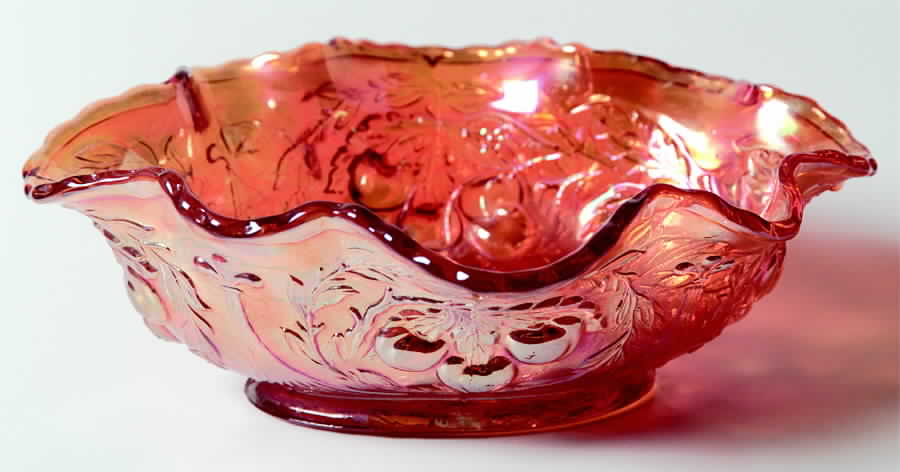 Wreathed Cherry Marigold 5" Oval Bowl by Dugan-1