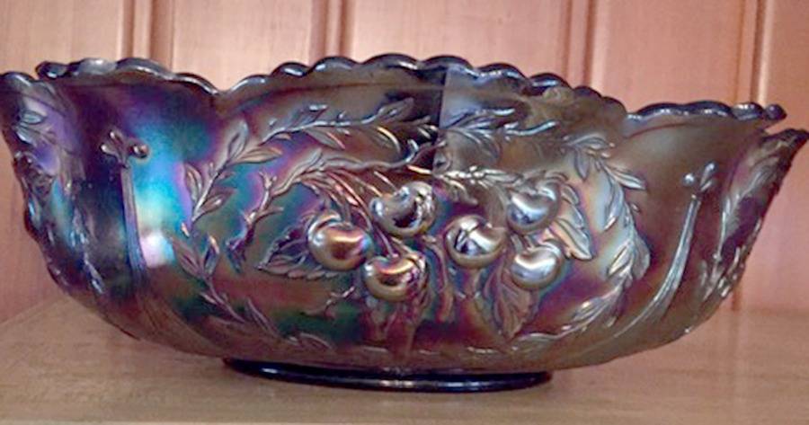 Wreathed Cherry Amethyst 5" Oval Bowl by Dugan-1
