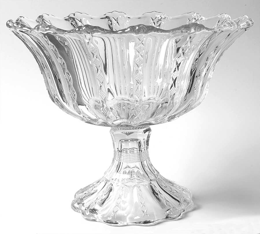 Diamond Ridge Clear Round Compote (Height X Width) by Duncan & Miller-1