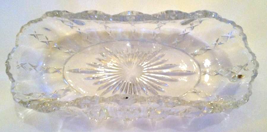 Diamond Ridge Clear Pickle Dish by Duncan & Miller-1