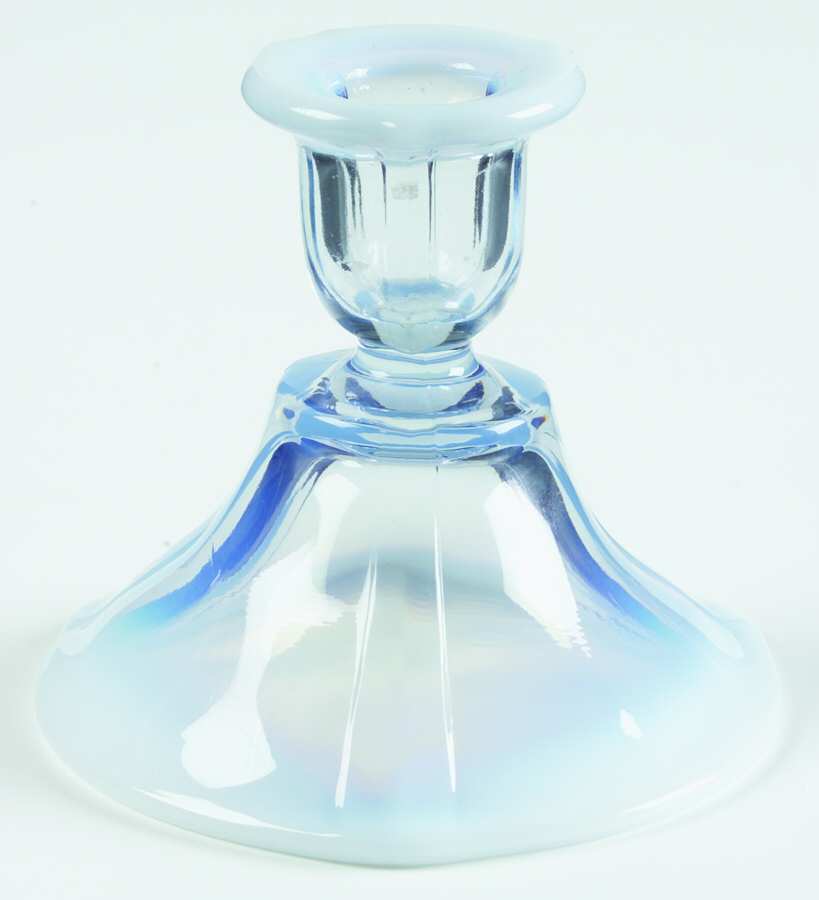 Venetian Blue (Opalescent Single Light Candlestick by Duncan & Miller-1