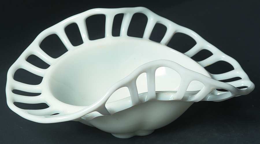 Murano Milk Glass Folded Flower Arranger by Duncan & Miller-1