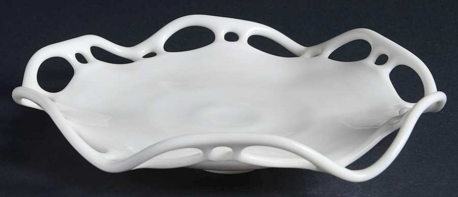 Murano Milk Glass 8" Crimped Plate by Duncan & Miller-1