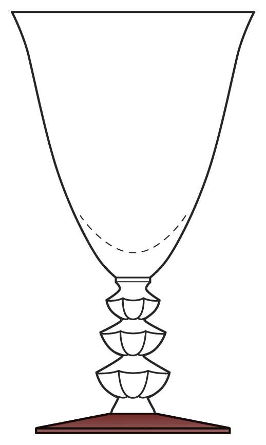 5317 (Clear Bowl, Ruby Foot) Water Goblet by Duncan & Miller-1