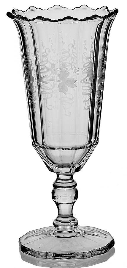 Ribbon Engraved 84 9" Footed Vase by Duncan & Miller-1