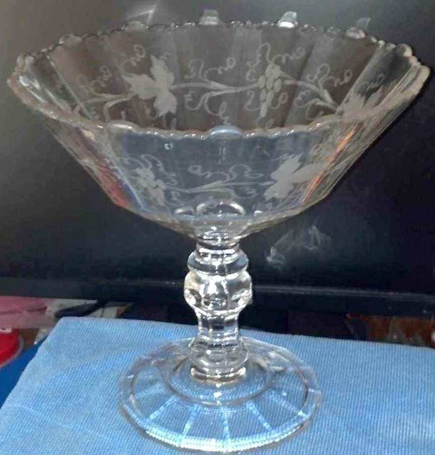 Ribbon Engraved 84 Round Compote (Height X Width) by Duncan & Miller-1