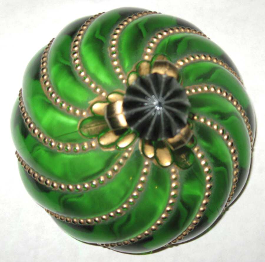 Beaded Swirl Green Round Covered Butter by Duncan & Miller-1