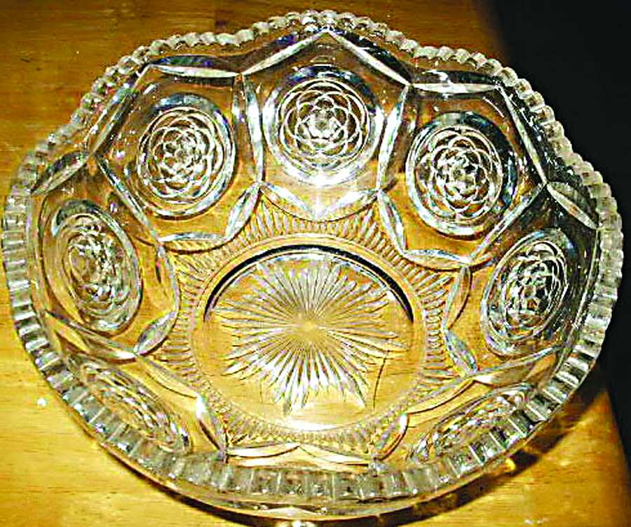 Block and Rosette Clear Punch Bowl by Duncan & Miller-1