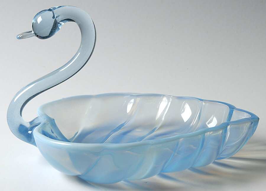Sylvan Blue (Opalescent) 8" Sylvan Open Swan by Duncan & Miller-1