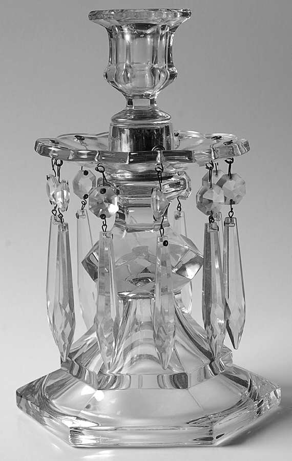 Candelabras & Epergnes 8" Candlestick W/Bobeche & 10 Prisms by Duncan & Miller-1